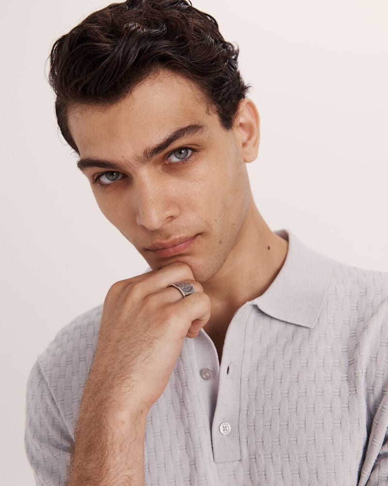 Dion Knit Polo in SILVER