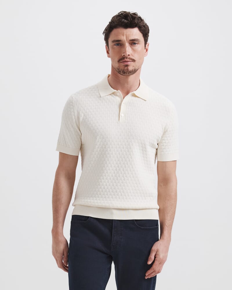 Dion Knit Polo in SNOW