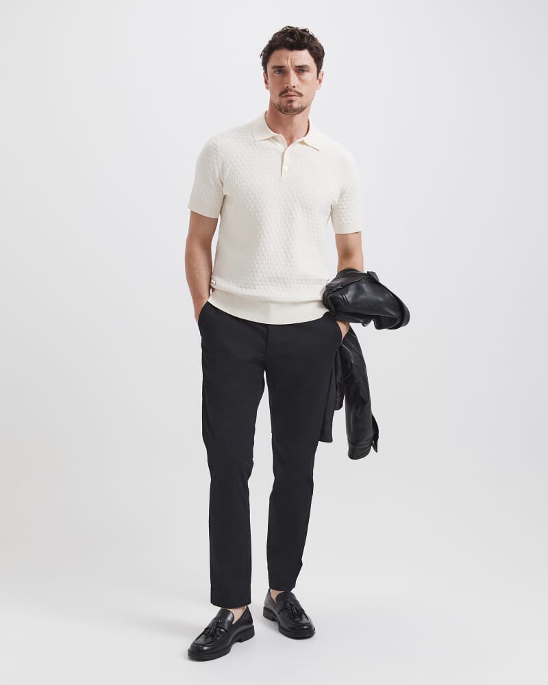 Dion Knit Polo in SNOW