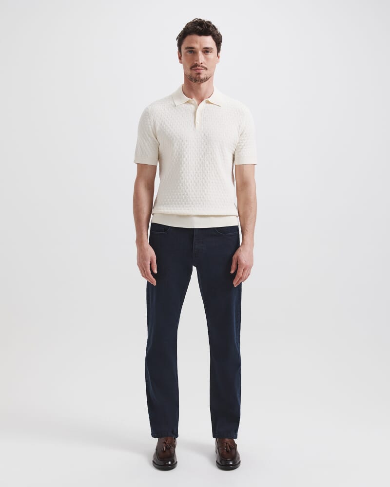Dion Knit Polo in SNOW