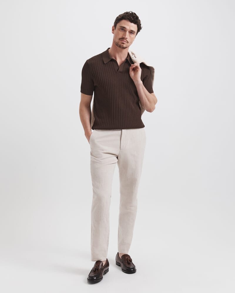 Theo Knit Polo in CHOCOLATE