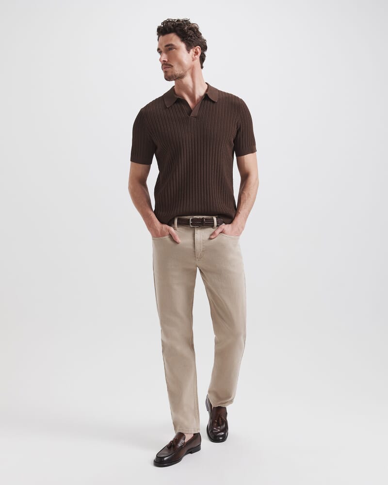 Theo Knit Polo in CHOCOLATE