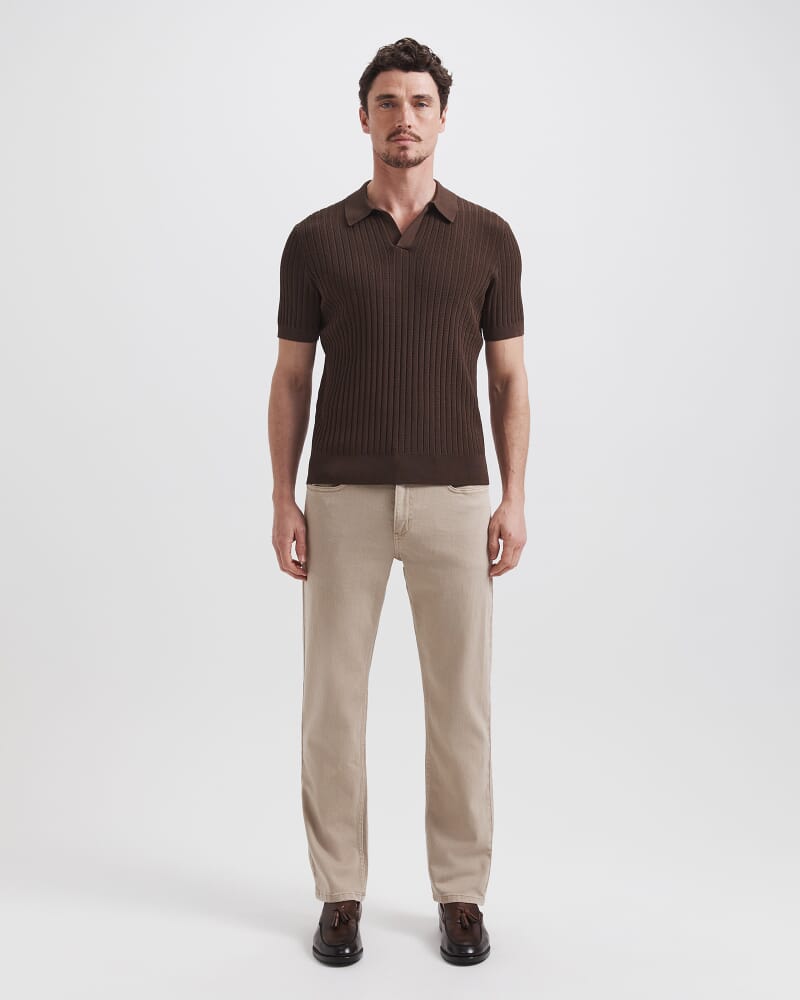 Theo Knit Polo in CHOCOLATE