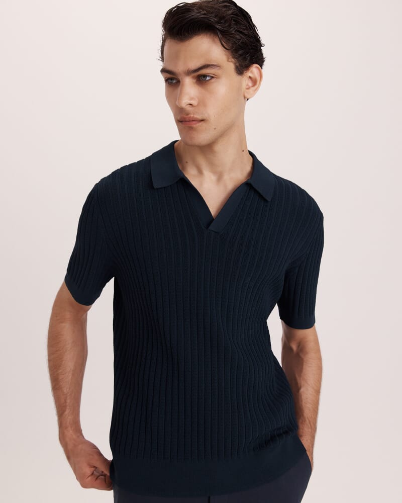 Theo Knit Polo in INK