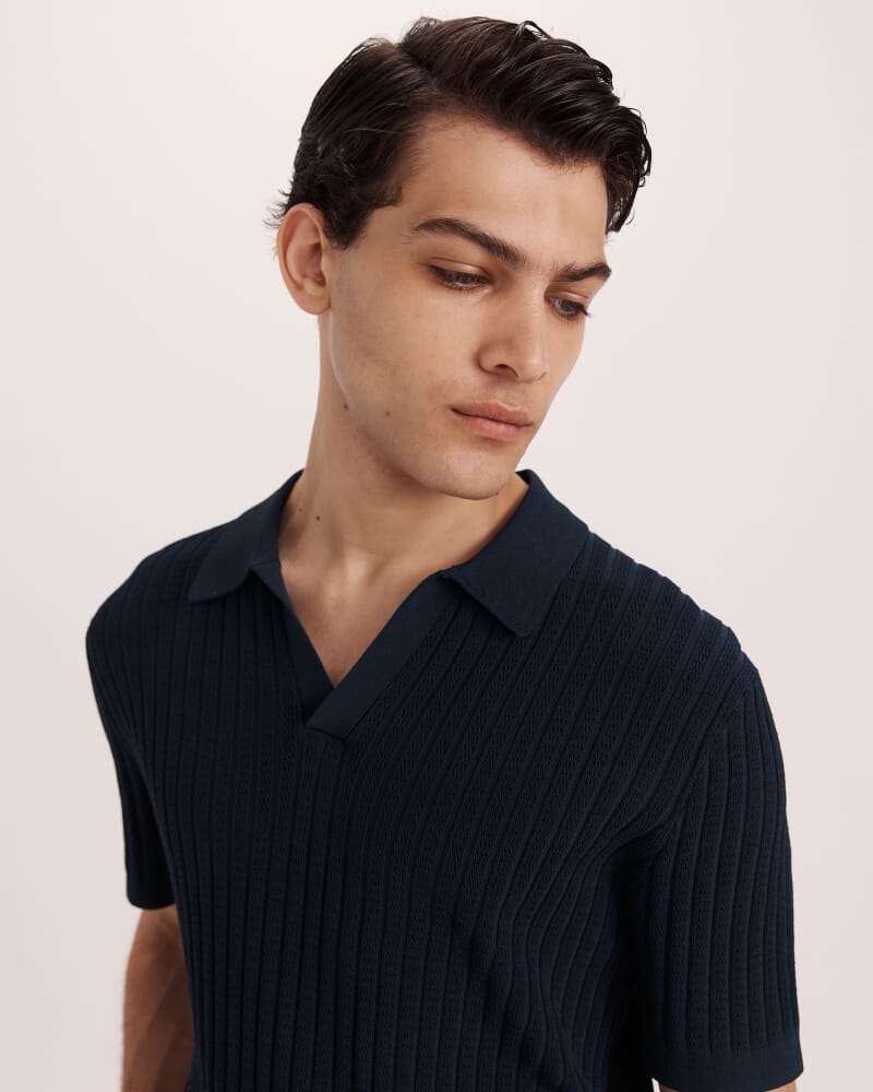 Theo Knit Polo in INK