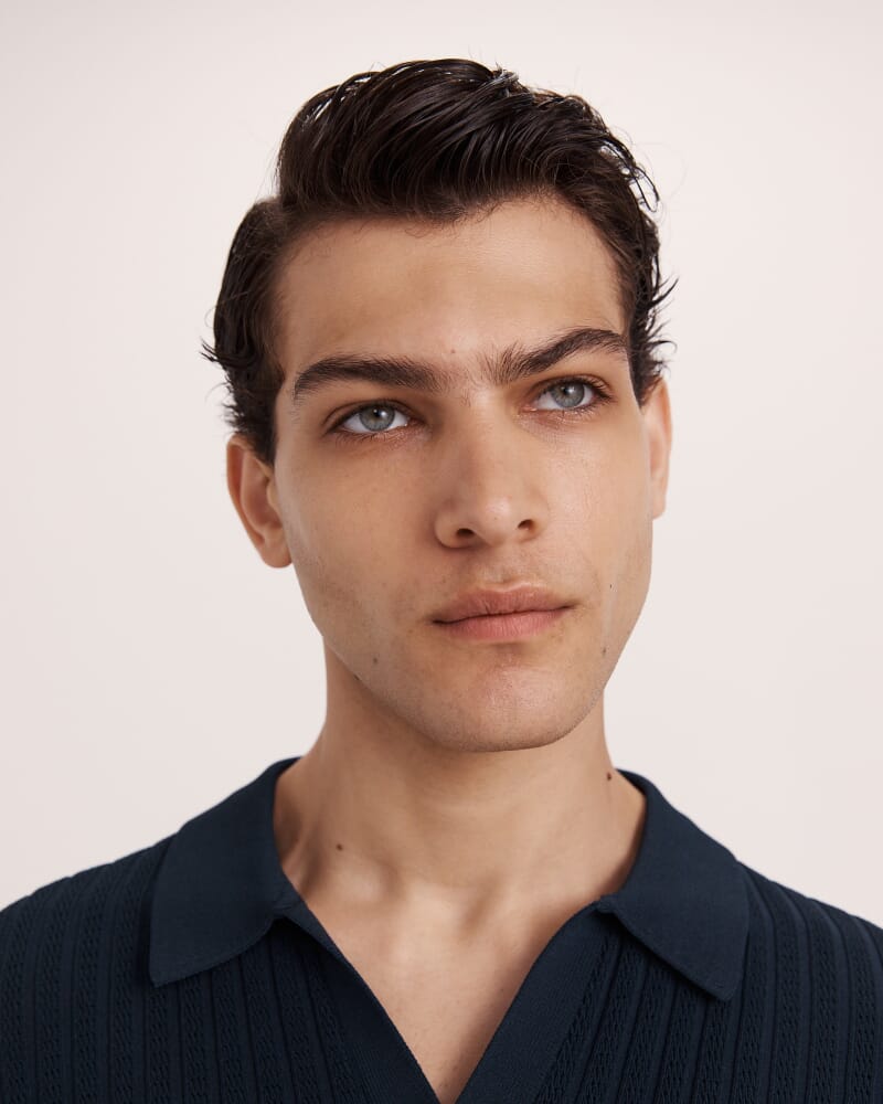 Theo Knit Polo in INK