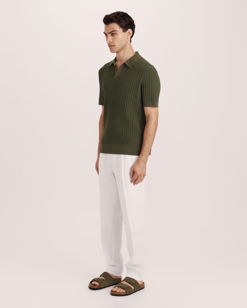 Theo Knit Polo in OLIVE
