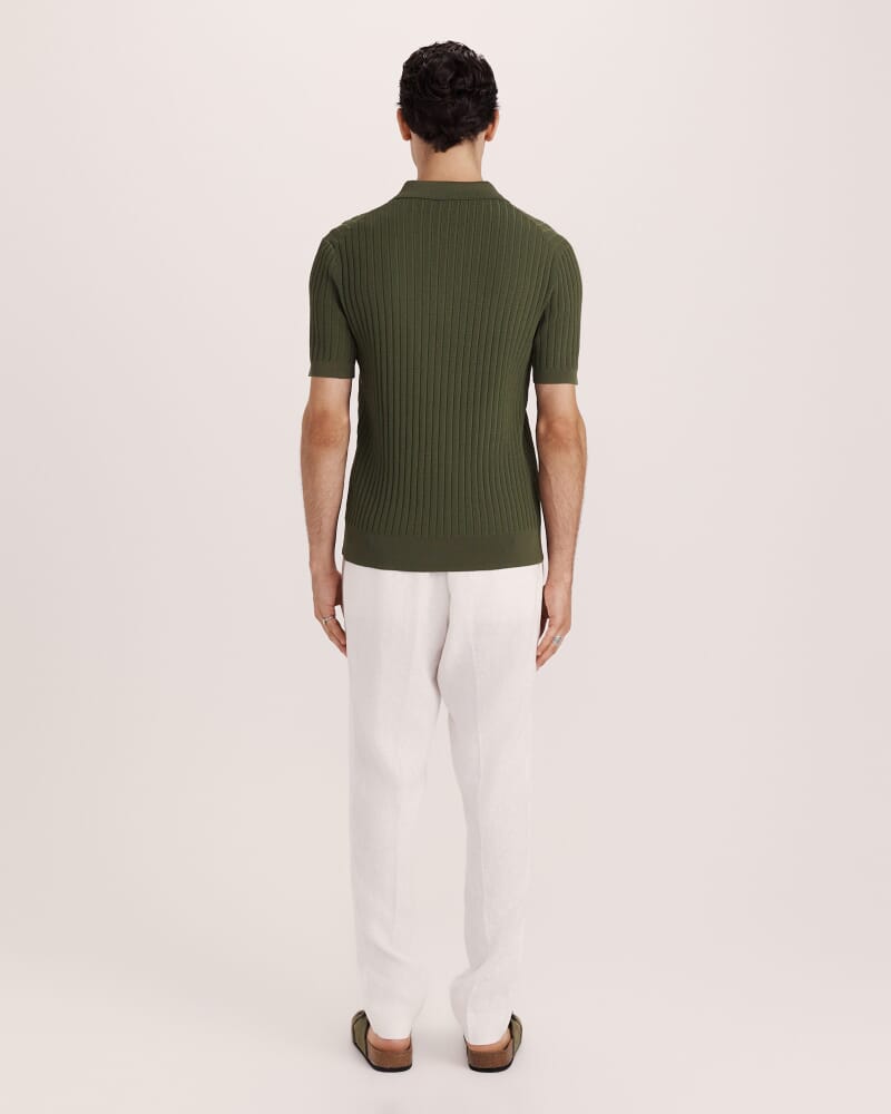 Theo Knit Polo in OLIVE