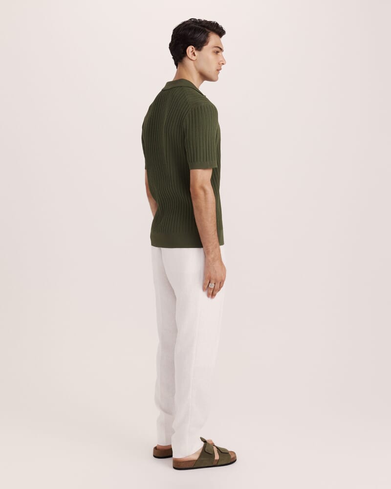 Theo Knit Polo in OLIVE