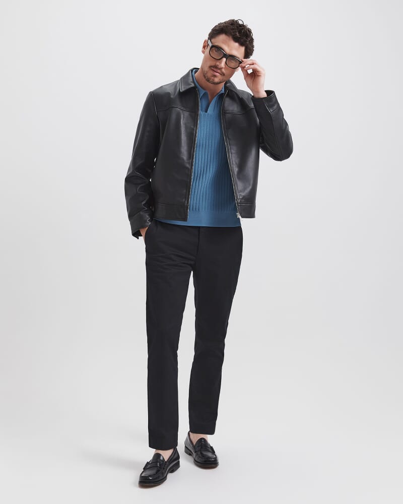 Theo Knit Polo in STEEL