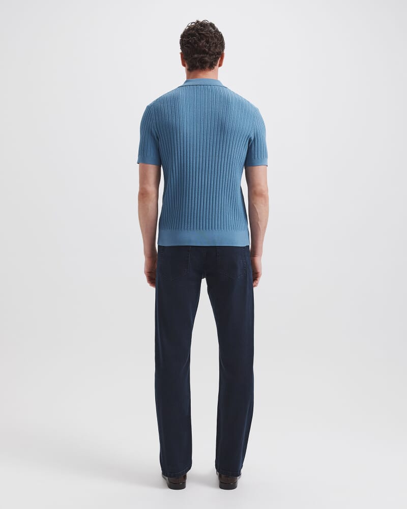 Theo Knit Polo in STEEL