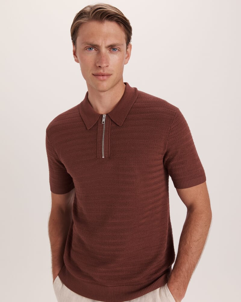 Aether Knit Polo in TRUFFLE