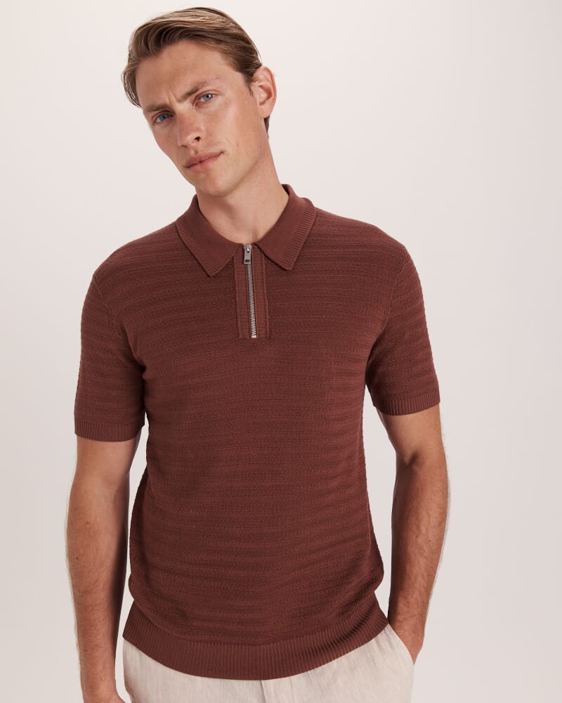 Aether Knit Polo in TRUFFLE