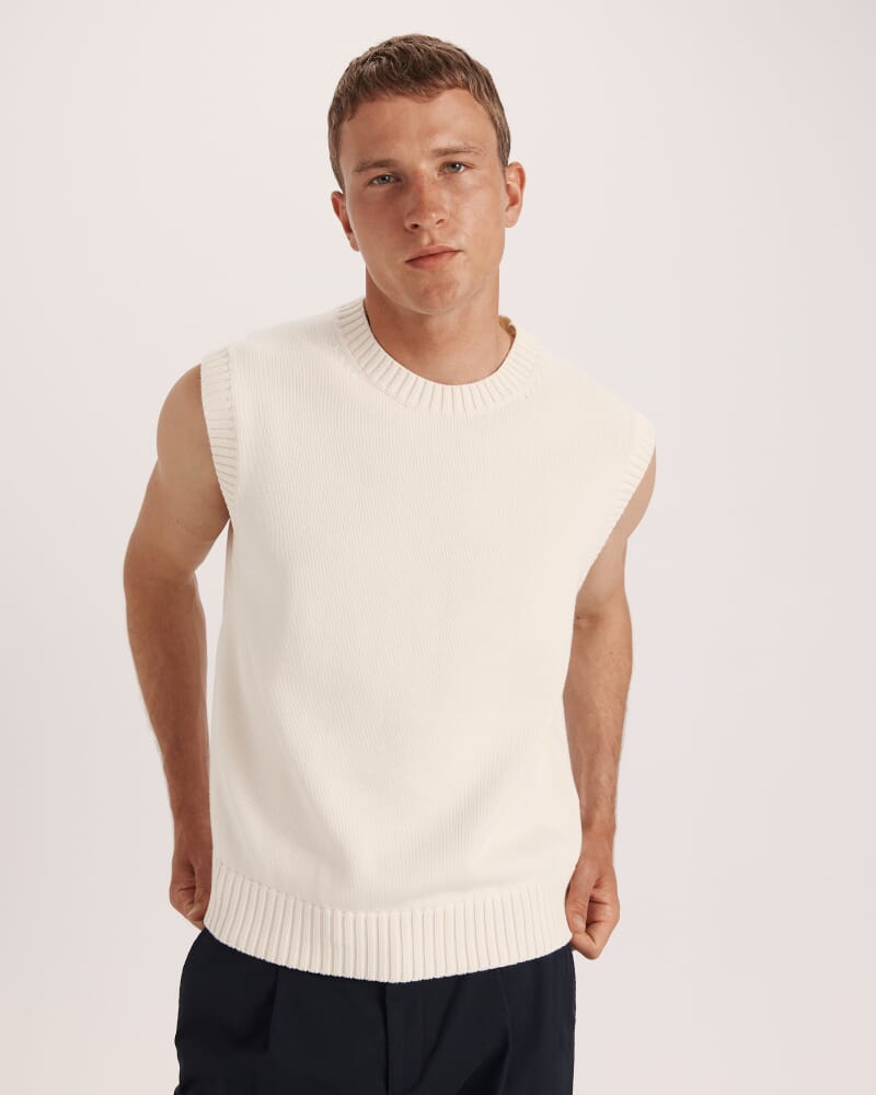 Damon Cotton Knit Vest in CREAM