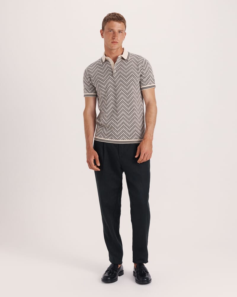 Monte Linear Knit Polo in OLIVE