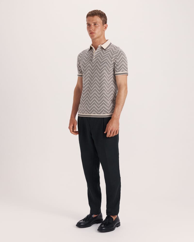 Monte Linear Knit Polo in OLIVE