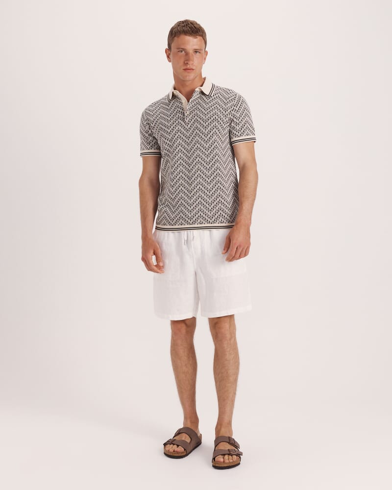 Monte Linear Knit Polo in OLIVE