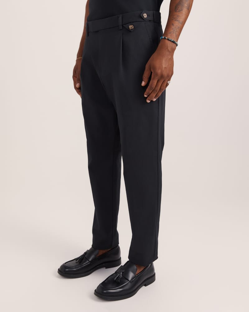 Mills Pleat Front Pant in BLACK