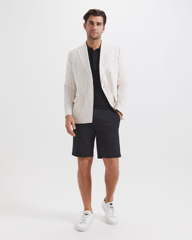 Harrison Stripe Linen Blazer in BROWN/WHITE