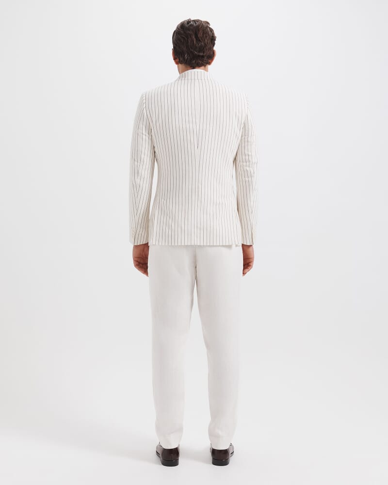 Harrison Stripe Linen Blazer in BROWN/WHITE