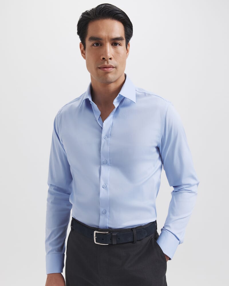 Stretch Poplin Slim Shirt in BLUE