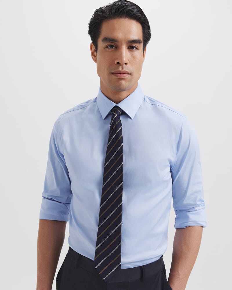 Stretch Poplin Slim Shirt in BLUE