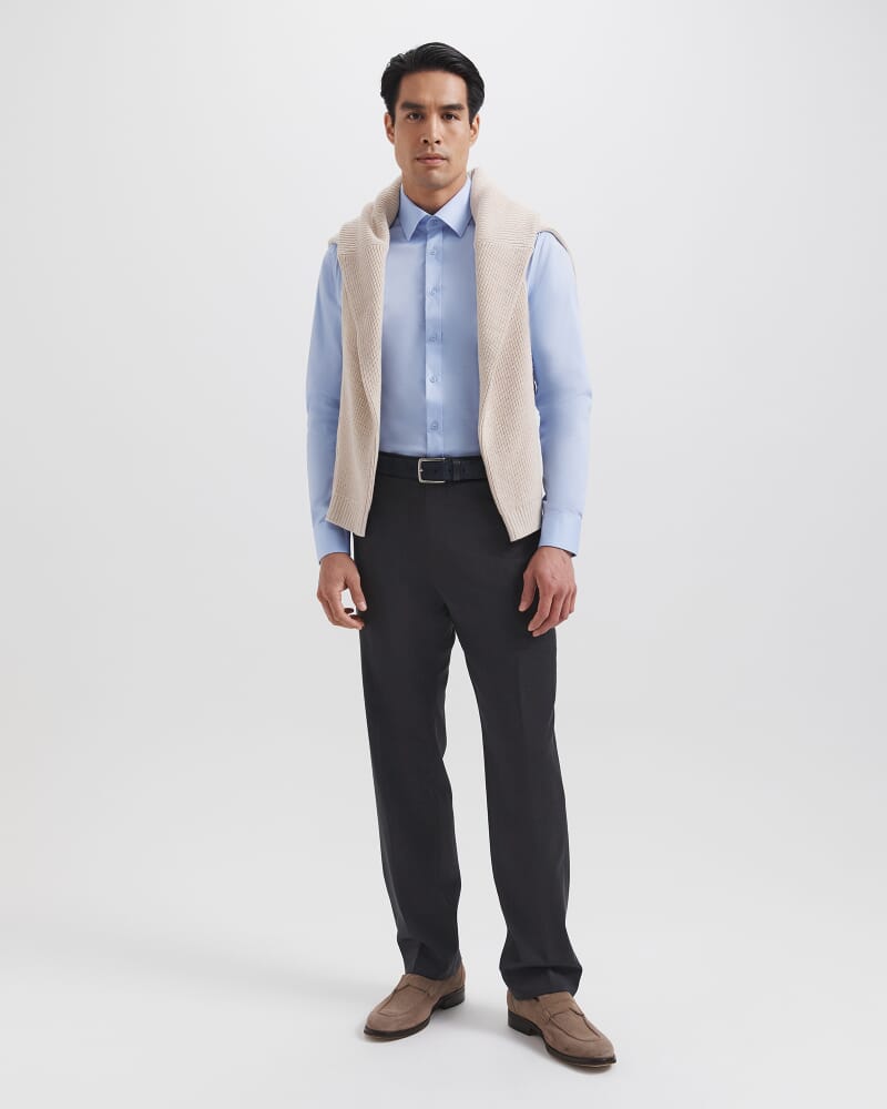 Stretch Poplin Slim Shirt in BLUE