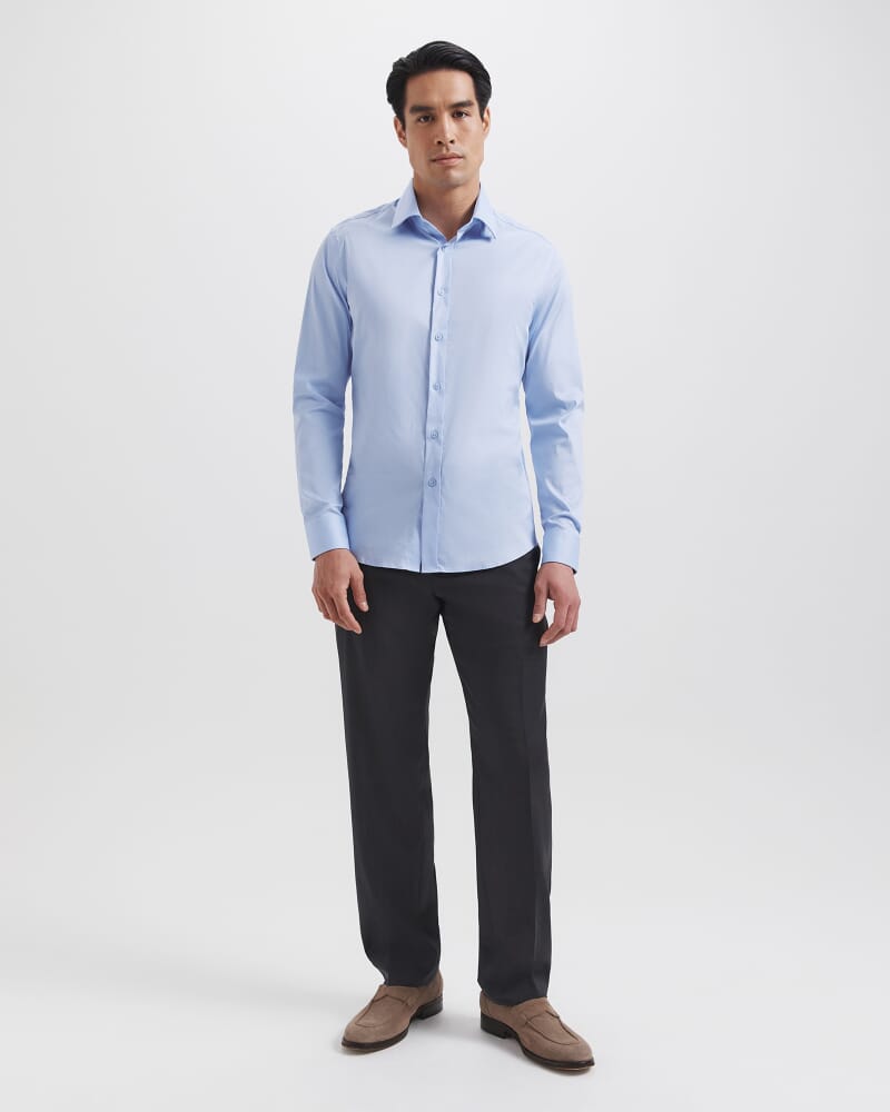 Stretch Poplin Slim Shirt in BLUE