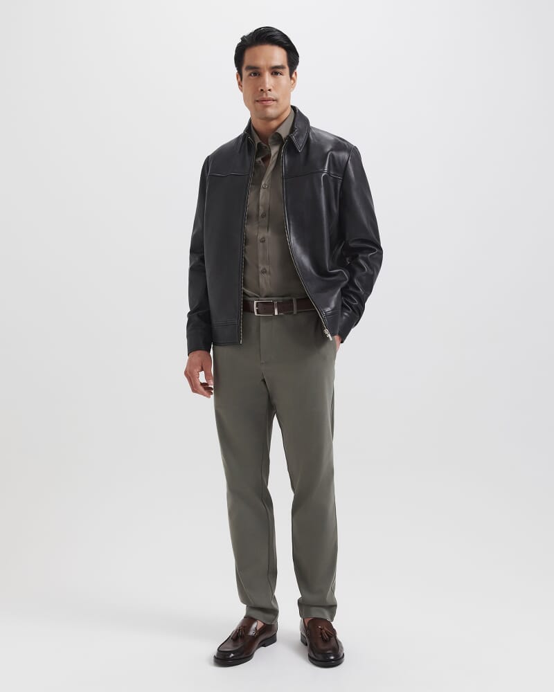Stretch Poplin Slim Shirt in MOSS