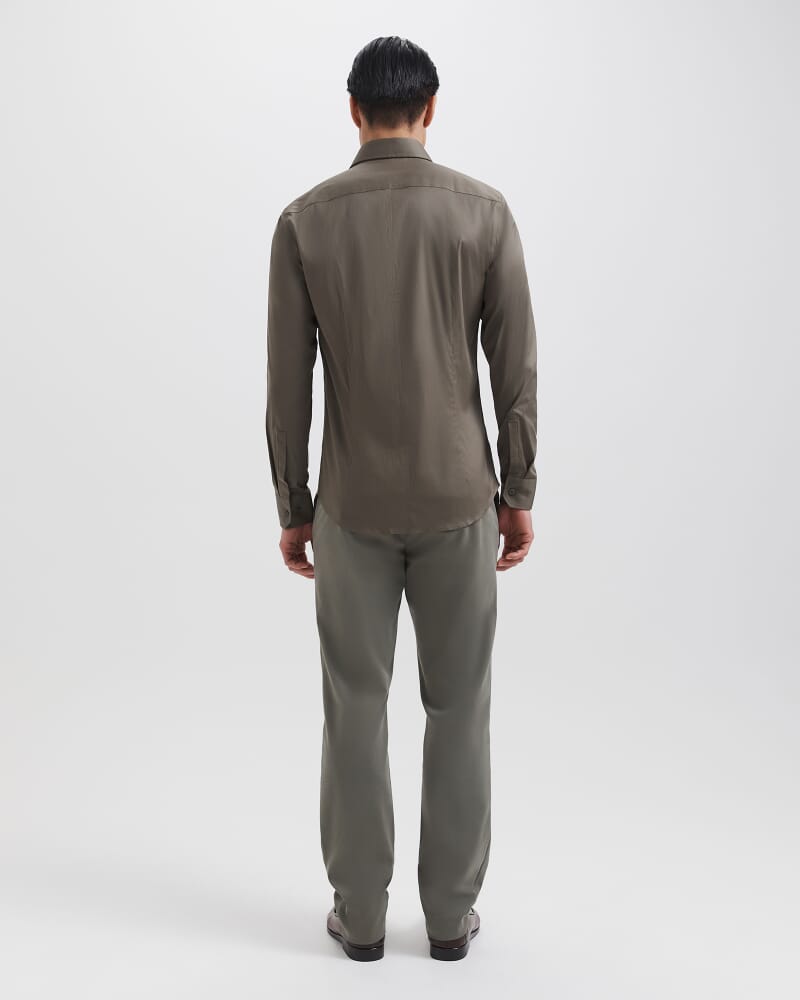 Stretch Poplin Slim Shirt in MOSS