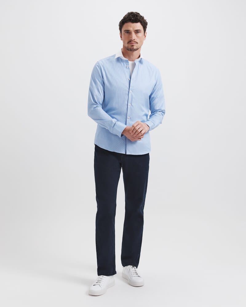 Joseph Long Sleeve Stripe Shirt in BLUE/WHITE
