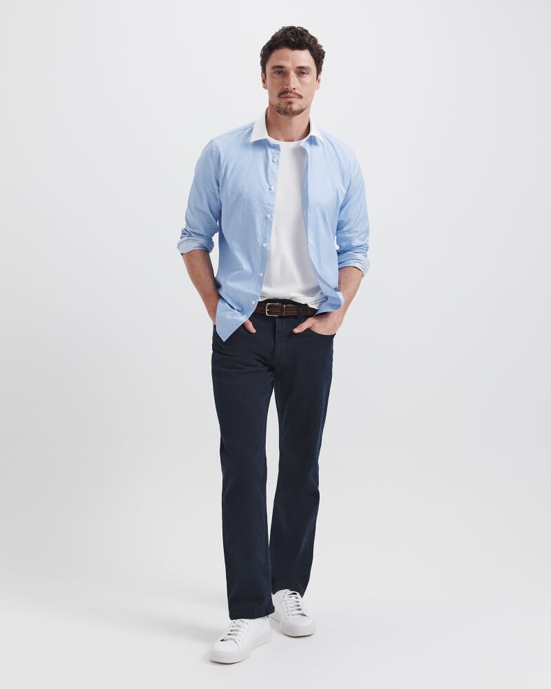 Joseph Long Sleeve Stripe Shirt in BLUE/WHITE