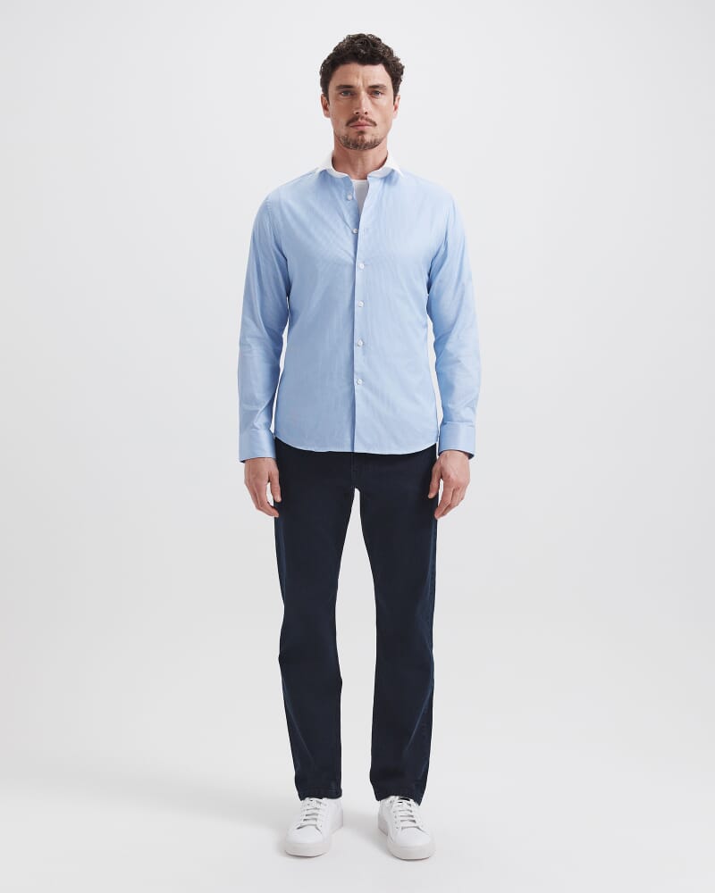 Joseph Long Sleeve Stripe Shirt in BLUE/WHITE