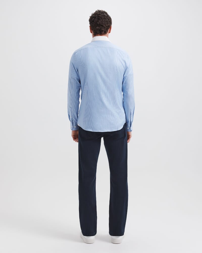 Joseph Long Sleeve Stripe Shirt in BLUE/WHITE
