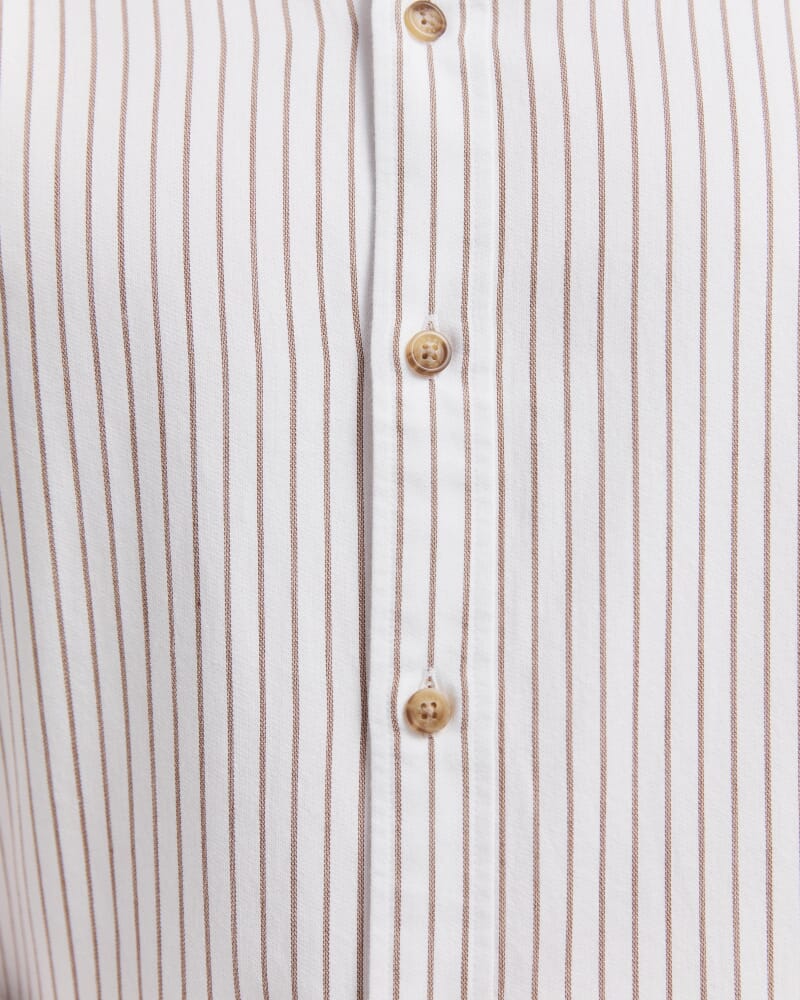 Mason Cotton Stripe Shirt in TAN/WHITE