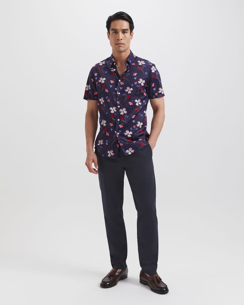 Jean Luc Short Sleeve Print Shirt in NAVY MULTI