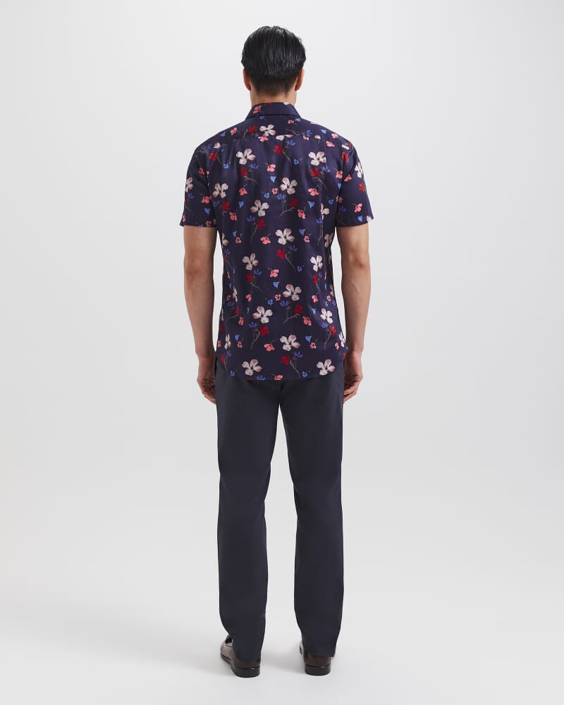 Jean Luc Short Sleeve Print Shirt in NAVY MULTI
