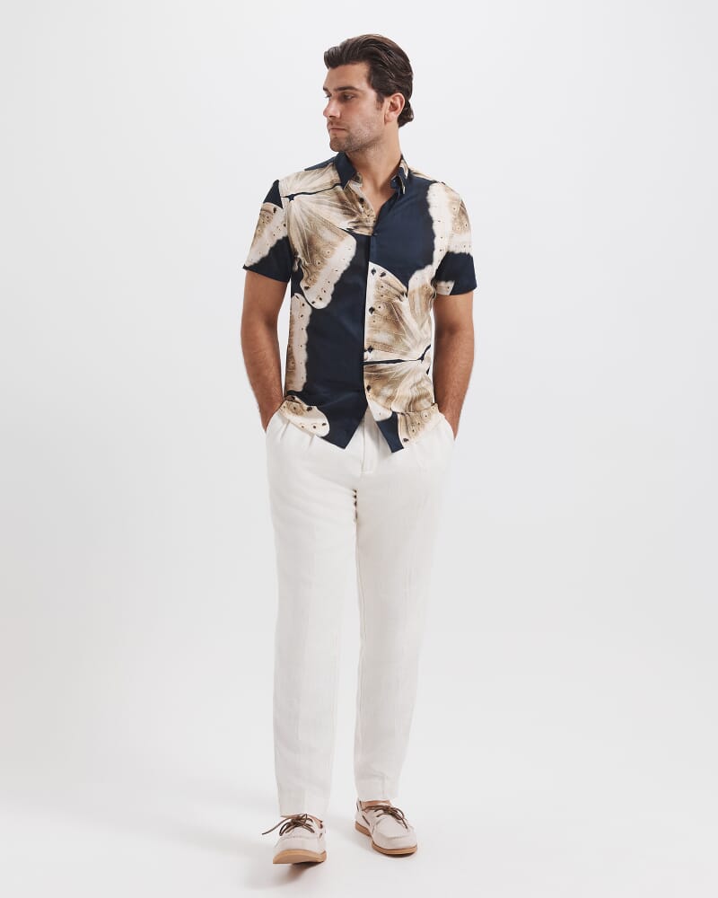 Caruso Short Sleeve Print Shirt in BLACK MULTI