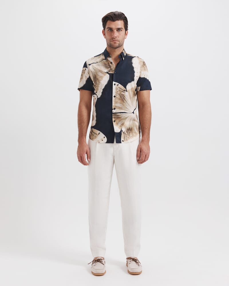 Caruso Short Sleeve Print Shirt in BLACK MULTI