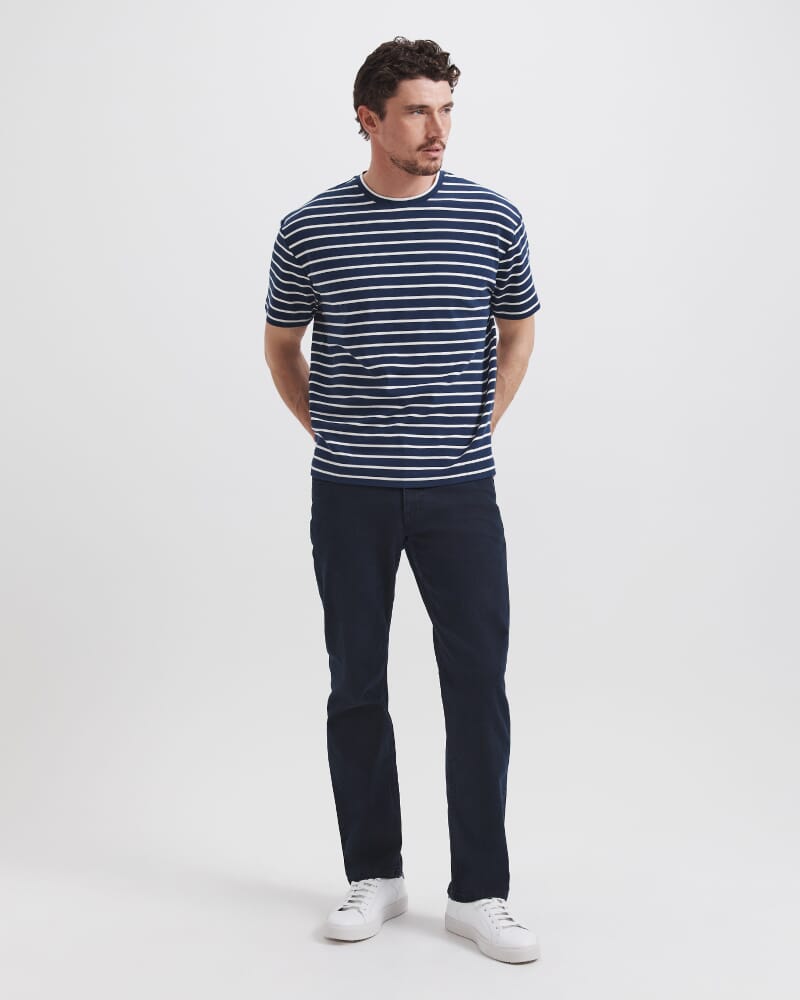 Rafe Heavyweight Stripe Tee in NAVY