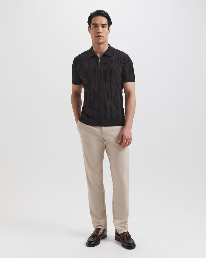 Cerrone Cotton Nylon Knit Polo in CHOCOLATE