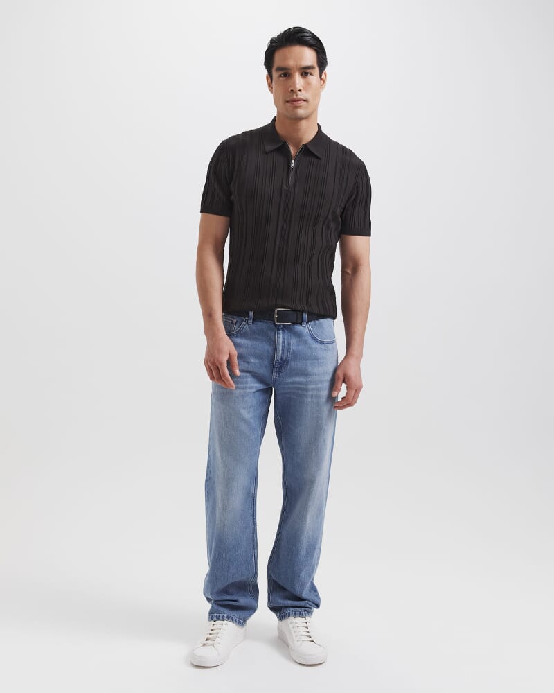 Cerrone Cotton Nylon Knit Polo in CHOCOLATE