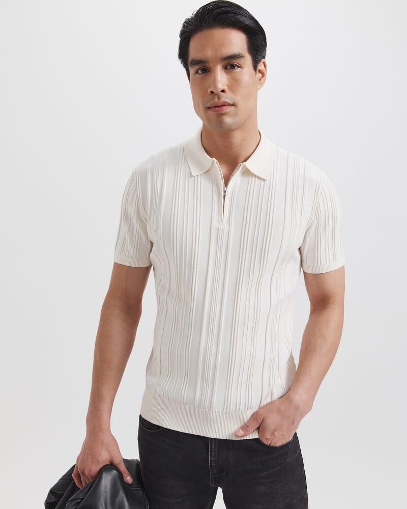 Cerrone Cotton Nylon Knit Polo in OFF WHITE
