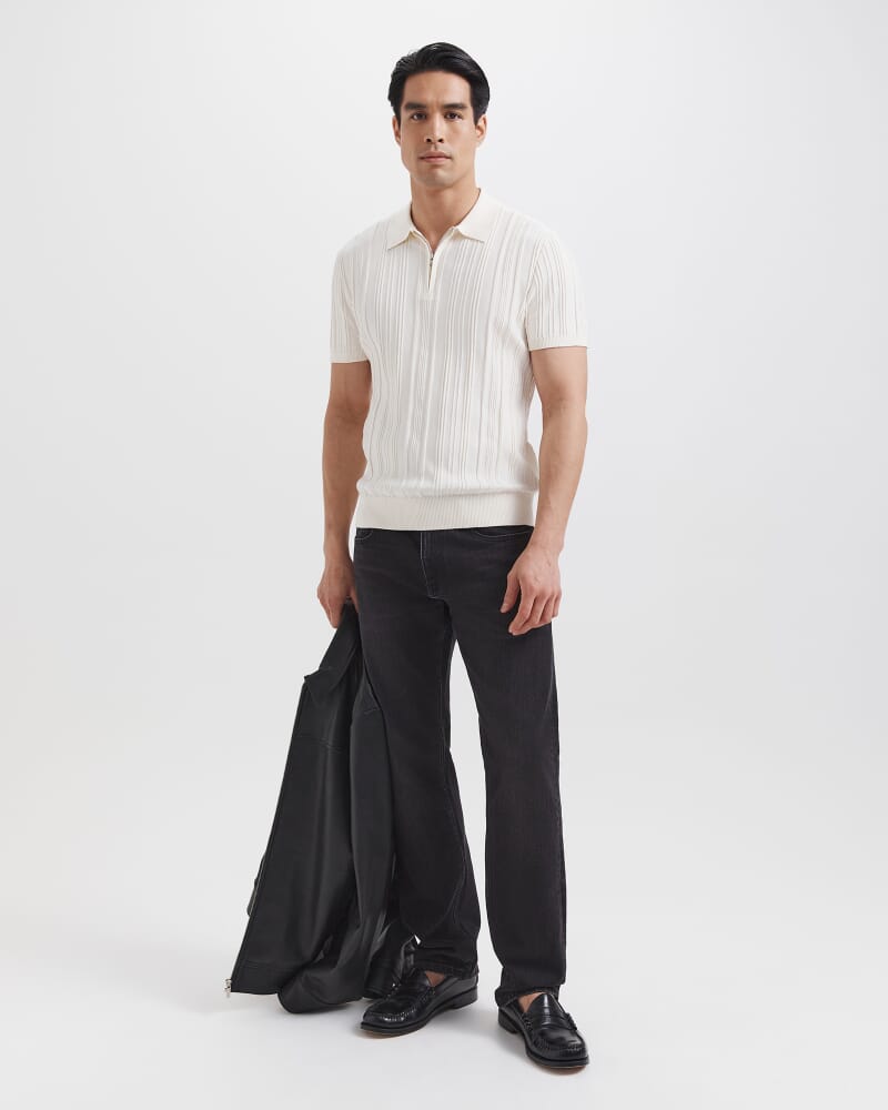 Cerrone Cotton Nylon Knit Polo in OFF WHITE