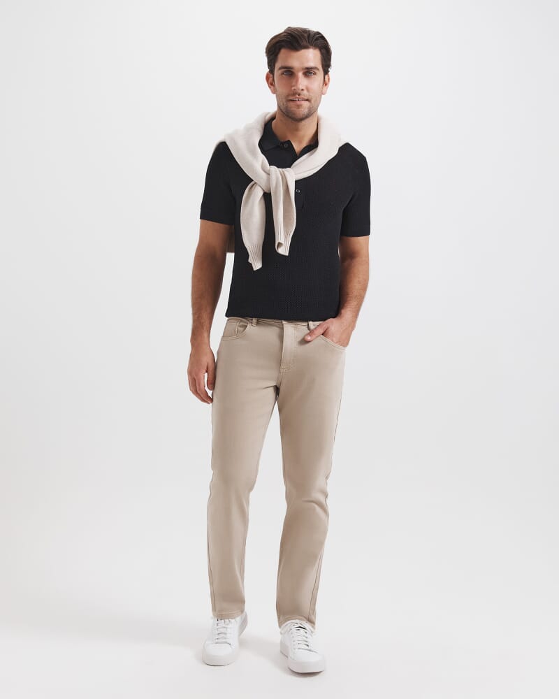 Dario Crochet Knit Polo in BLACK