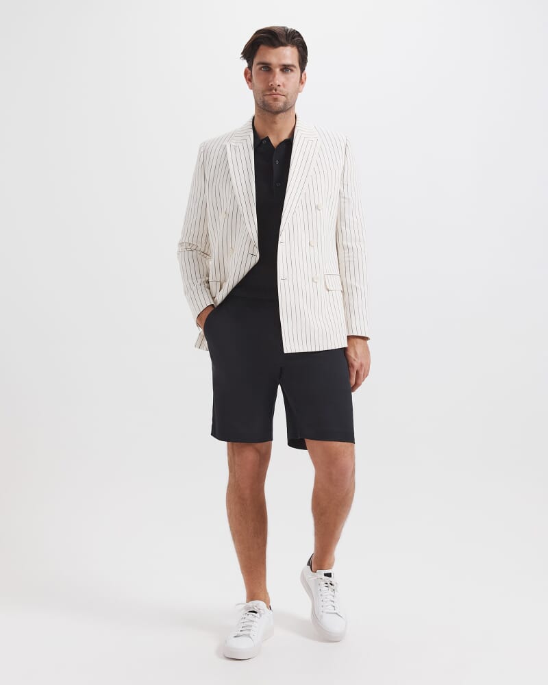 Dario Crochet Knit Polo in BLACK