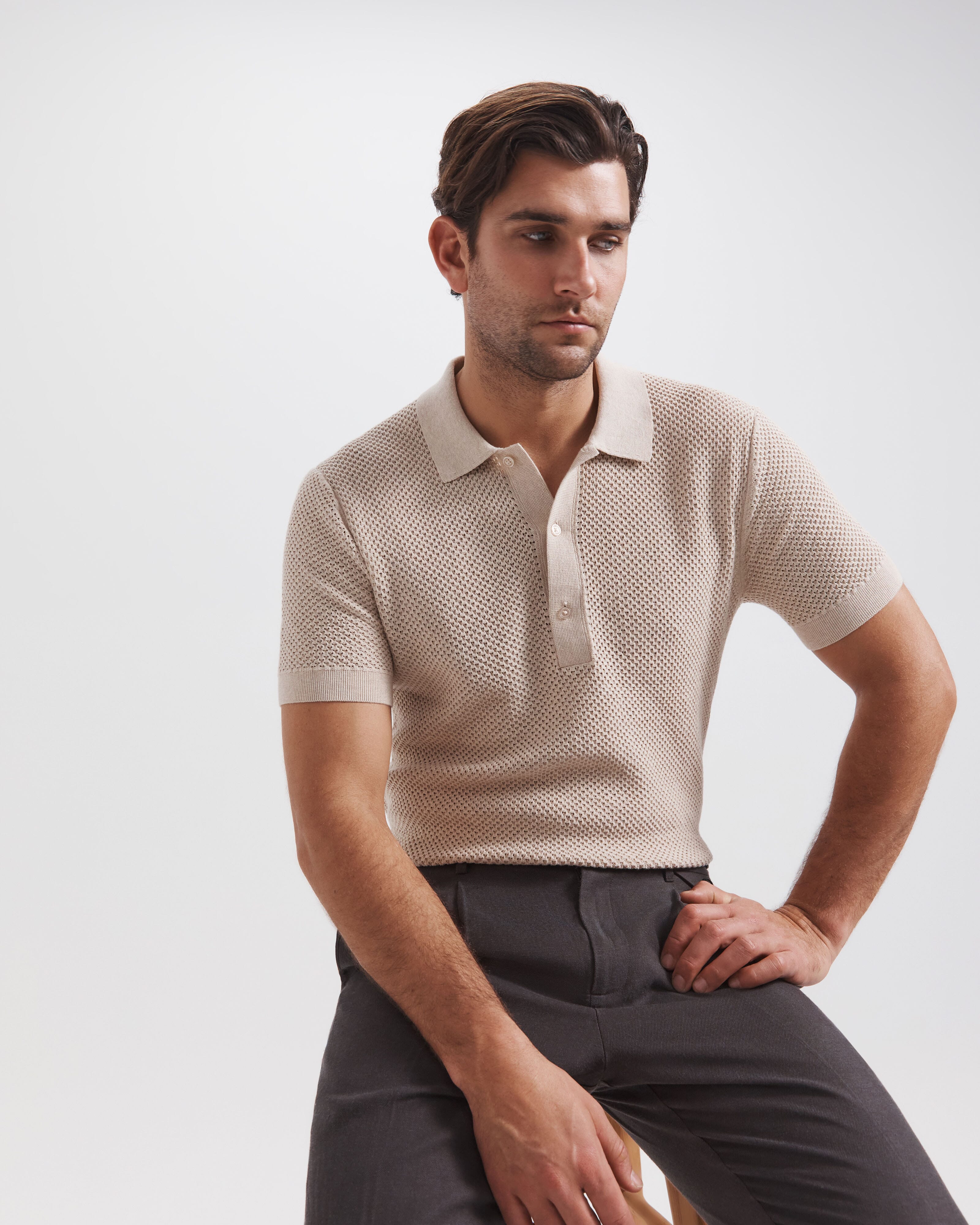 Dario Crochet Knit Polo