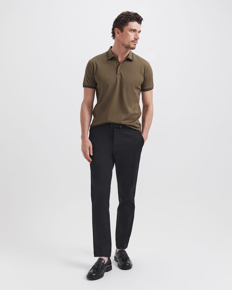 Chris Textured Regular Chino in BLACK INK