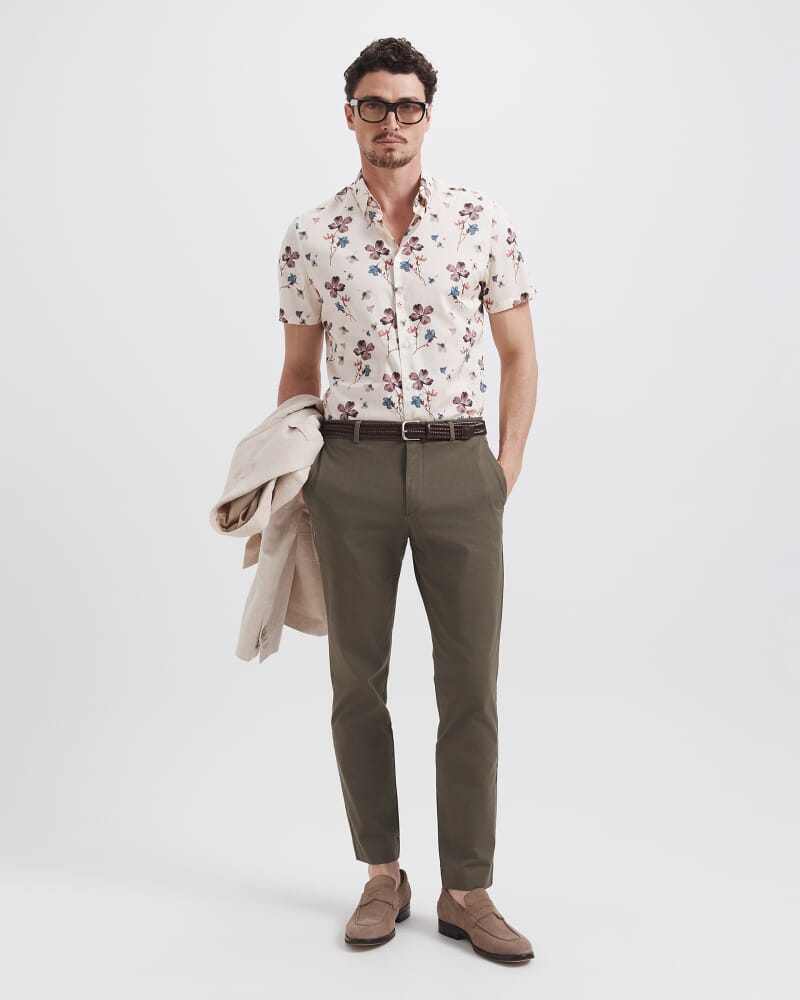 Chris Textured Regular Chino in OLIVE