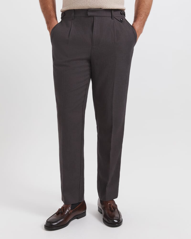 Goddard Viscose Linen Pant in CHOCOLATE